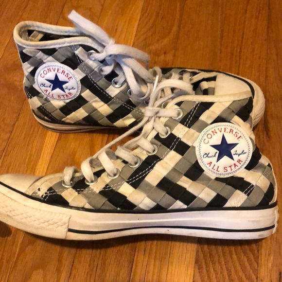 checkered high top converse